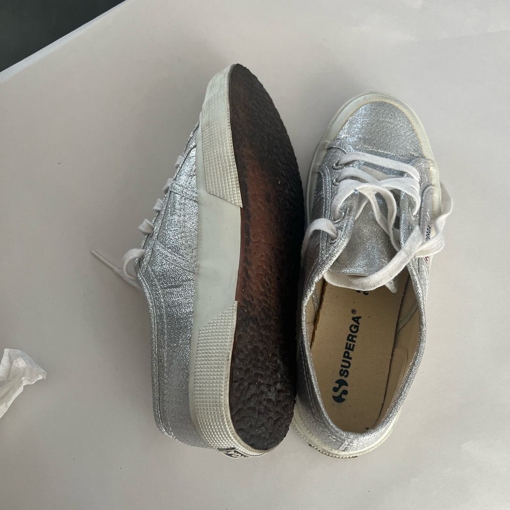 Superga Silver running shoes; Lightly worn